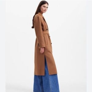 Madewell Double-Faced Brushed Long Coat, belted,  NS386 SZ M
